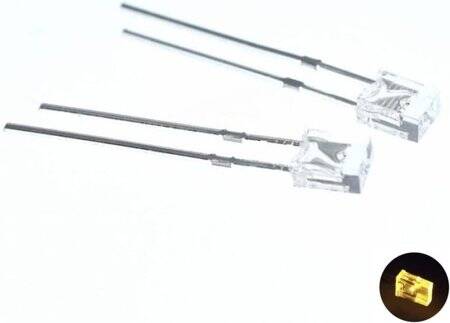 2V 20mA 234 Şeffaf Sarı Dikdörtgen Led 28mm Bacak Uzunluğu - 2