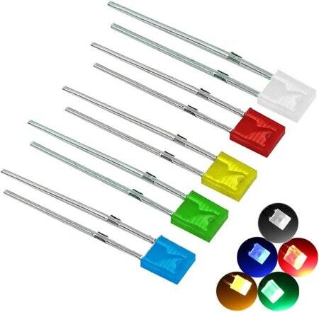 2V 20mA 257 Şeffaf Sarı Dikdörtgen Led 18mm Bacak Uzunluğu - 1