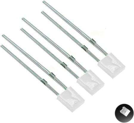2V 20mA 257 Şeffaf Sarı Dikdörtgen Led 18mm Bacak Uzunluğu - 2