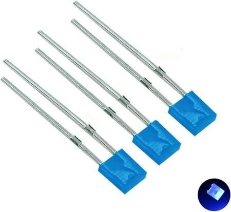 2V 20mA 257 Şeffaf Sarı Dikdörtgen Led 28mm Bacak Uzunluğu - 1