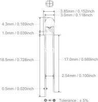30-40V 3mm Water Clear Purple LED Indicator Light With 20cm Cable - 3