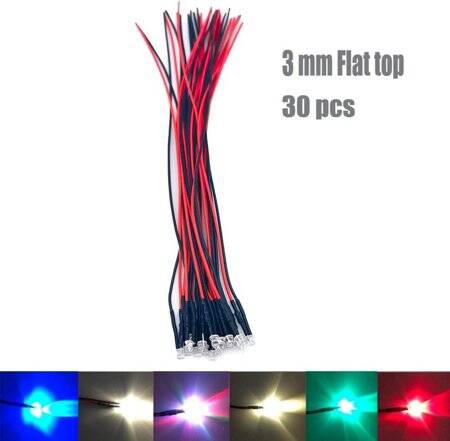 30-40V 3mm Water Clear RGB Quick Flash LED Indicator Light With 20cm Cable - 3