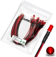 30-40V 5mm Water Clear Red LED Indicator Light With 20cm Cable - 1