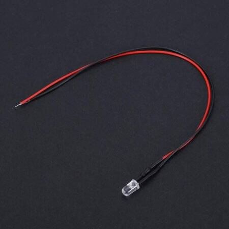 30-40V 5mm White LED Indicator Light With 20cm Cable - 1