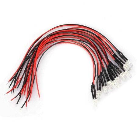 30-40V 5mm White LED Indicator Light With 20cm Cable - 4