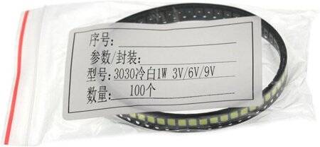 3030 1w SMD Ball Head LED White - 5