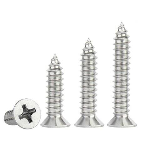 304 Stainless Steel Cross Recessed Countersunk Head Tapping Screws M1-0x5 - 1