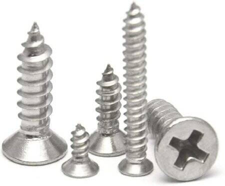 304 Stainless Steel Cross Recessed Countersunk Head Tapping Screws M1-4x4 - 1