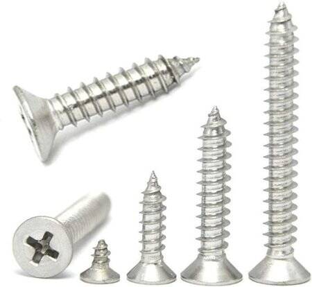 304 Stainless Steel Cross Recessed Countersunk Head Tapping Screws M1-4x4 - 2
