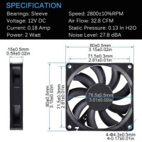 3F-85 8CM Chassis OvercLocking Fan-Curved Blade Design-Quiet Air Volume-To Improve Chassis Ventilation Size:80x80x25mm - 2