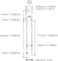 3V 20mA 2mm Beyaz Emzik Led 28mm Bacak Uzunluğu - 2