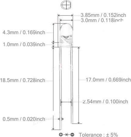 3V 20mA 2mm Beyaz Emzik Led 28mm Bacak Uzunluğu - 2