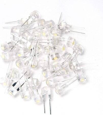 3V 20mA 8mm Şeffaf Yeşil Led 18mm Bacaklı - 5