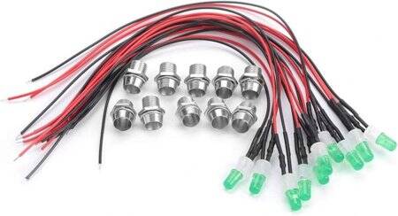 3V 20mA 8mm Şeffaf Yeşil Led 28mm Bacaklı - 1
