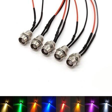 3V 5mm Red LED Indicator Light With 20cm Cable - 1