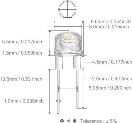 3V 8mm Water Clear RGB Slow Flash LED Indicator Light With 20cm Cable - 3