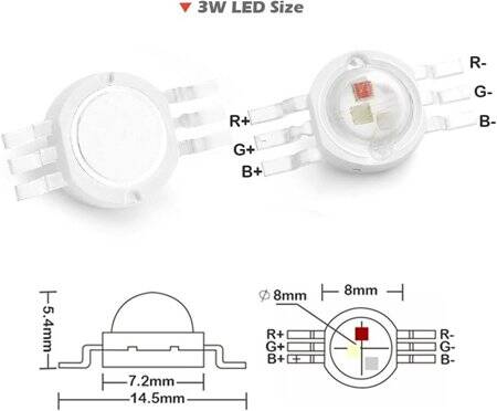 3W 6PIN SMD High Power LED Bulb RGB - 5