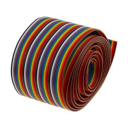 40 Pin Düz Gökkuşağı Şerit Dupont Kablo 2.54mm Saf Bakır AWG24 50Metre/Makara - 1