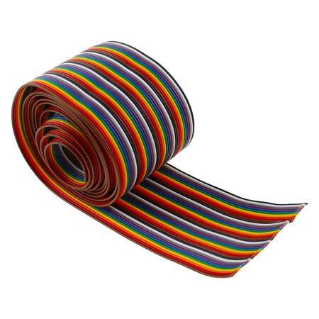40 Pin Düz Gökkuşağı Şerit Dupont Kablo 2.54mm Saf Bakır AWG24 50Metre/Makara - 2