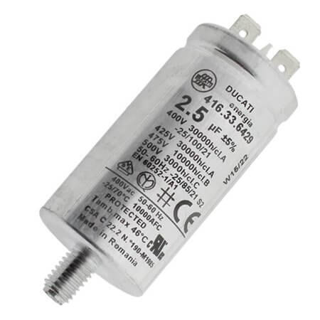 4.16.33.64.29 CAP.POL.2.5uF 475VAC 30*60 METAL STUD DUCATI - 1