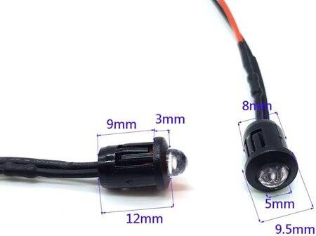 48-72V 5mm Warm White LED Indicator Light With 20cm Cable - 5
