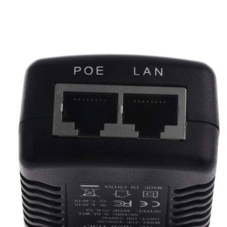 48V 0.5A 100M PoE Injector EU Plug - Silver Network Port - 2