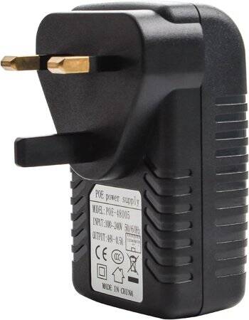 48V 0.5A 100M PoE Injector UK Plug - Silver Network Port - 1
