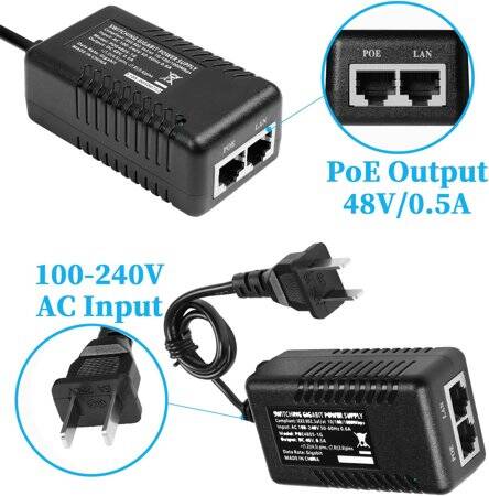 48V 0.5A Gigabit PoE Injector CN Plug - 2