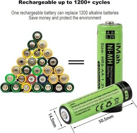 4PCS PALO AA1300MAH Ni-MH Şarj Edilebilir Pil - 3