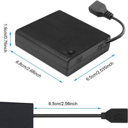 4x AA Battery Holder Box With Usb Plug With Switch And Cover - 5