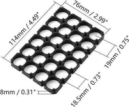 4x6 18650 Battery Holder With 18.5mm Bore Diameter - 4