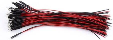 5-9V 3mm Water Clear Red LED Indicator Light With 20cm Cable - 1