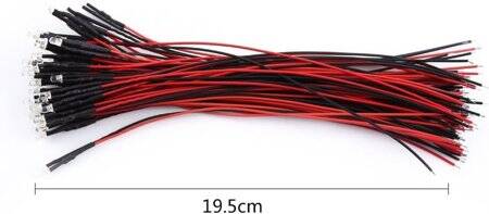 5-9V 3mm Water Clear Red LED Indicator Light With 20cm Cable - 2
