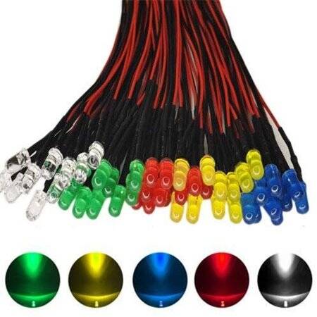 5-9V 3mm White LED Indicator Light With 20cm Cable - 2