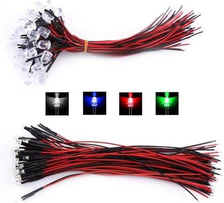 5-9V 5mm Water Clear RGB Quick Flash LED Indicator Light With 20cm Cable - 3