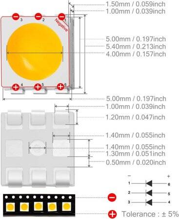 5050 SMD LED 15-18 Lümen Sıcak Beyaz - 3