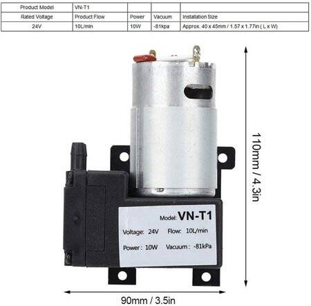 50BPM-24V Mini Elektrikli Vakum Pompası 10L/Min - 2