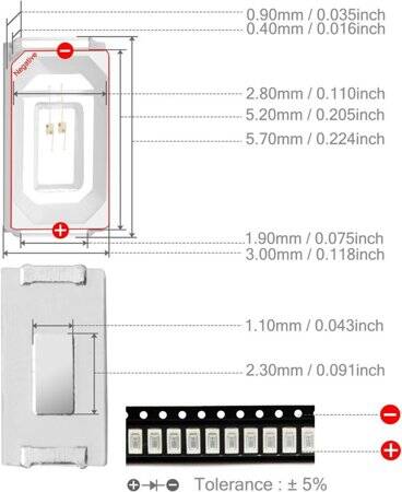 5730 (5630) 0.2W SMD LED 365nm Mor - 3
