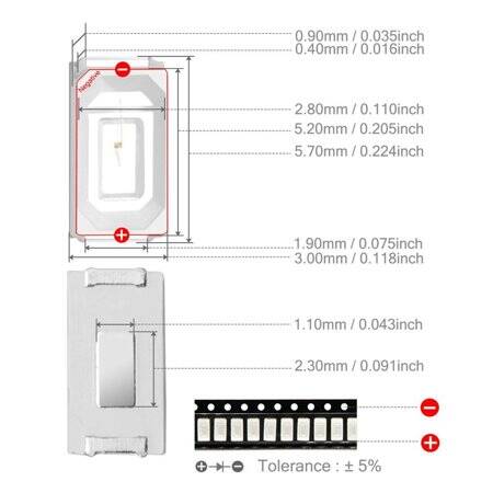 5730 (5630) 0.2W SMD LED Pure Green - 3
