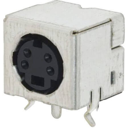 5749181-1- CONNECTOR RCPT FEMALE MINI DIN 4P SLDR AMP - 1