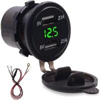 5V 4.2A Waterproof Dual USB Charging Mobile Phone Charger -Green Led - 1