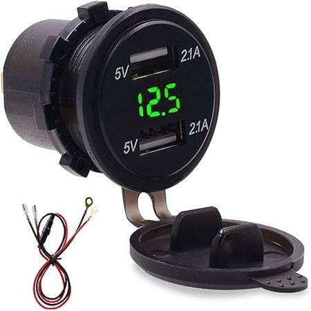 5V 4.2A Waterproof Dual USB Charging Mobile Phone Charger -Green Led - 1