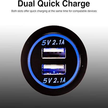 5V 4.2A Waterproof Dual USB Charging Mobile Phone Charger -Orange Led - 3