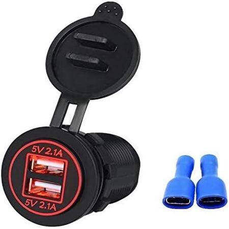 5V 4.2A Waterproof Dual USB Charging Mobile Phone Charger -Red Led - 1