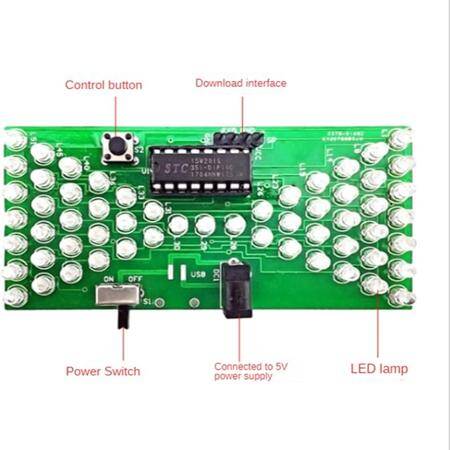 5V Electronic Hourglass DIY Kit Funny Electric Production Kits Precise With 57 Blue Led Lamps Double Layer PCB Board Size:84x40MM - 2