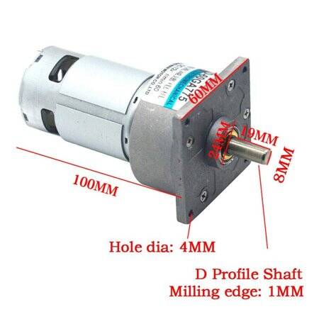 60GA775 DC 12V 100RPM DC Redüktörlü Motor - 4