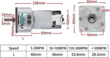 60GA775 DC 24V 15RPM DC Redüktörlü Motor - 4