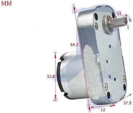 6438-520 DC 12V 95RPM Fırçalı DC Hız Düşürücü Motor - 4