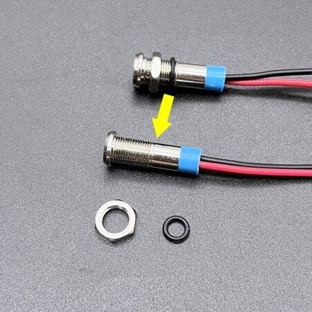 6mm 220V Mavi LED Metal Sinyal Lambası 15cm Kablolu - Metal İndicator Light - 4