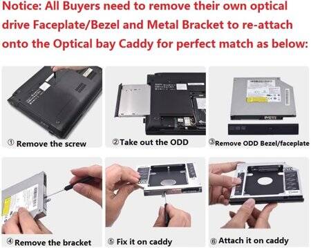 9.0mm All Aluminum Universal SATA 3.0 LED 2nd HDD Caddy - 6